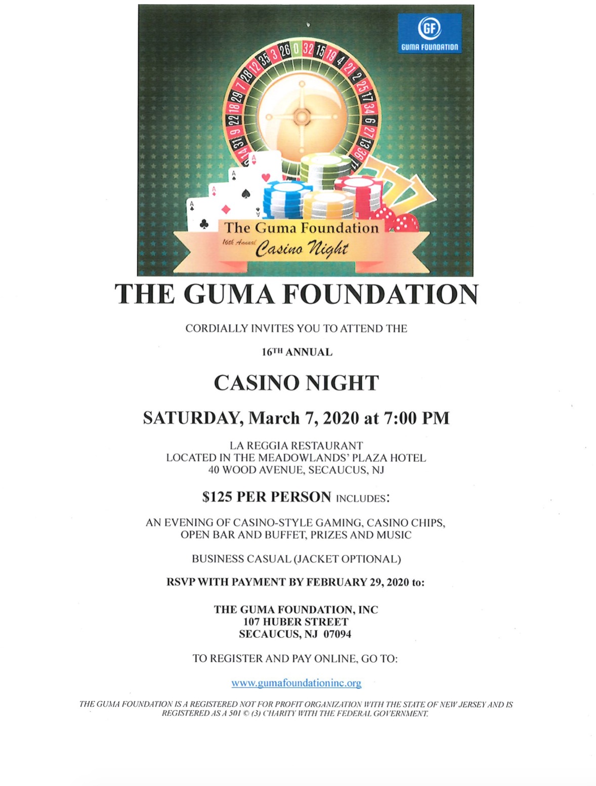 GUMA Casino Night  - click for PDF