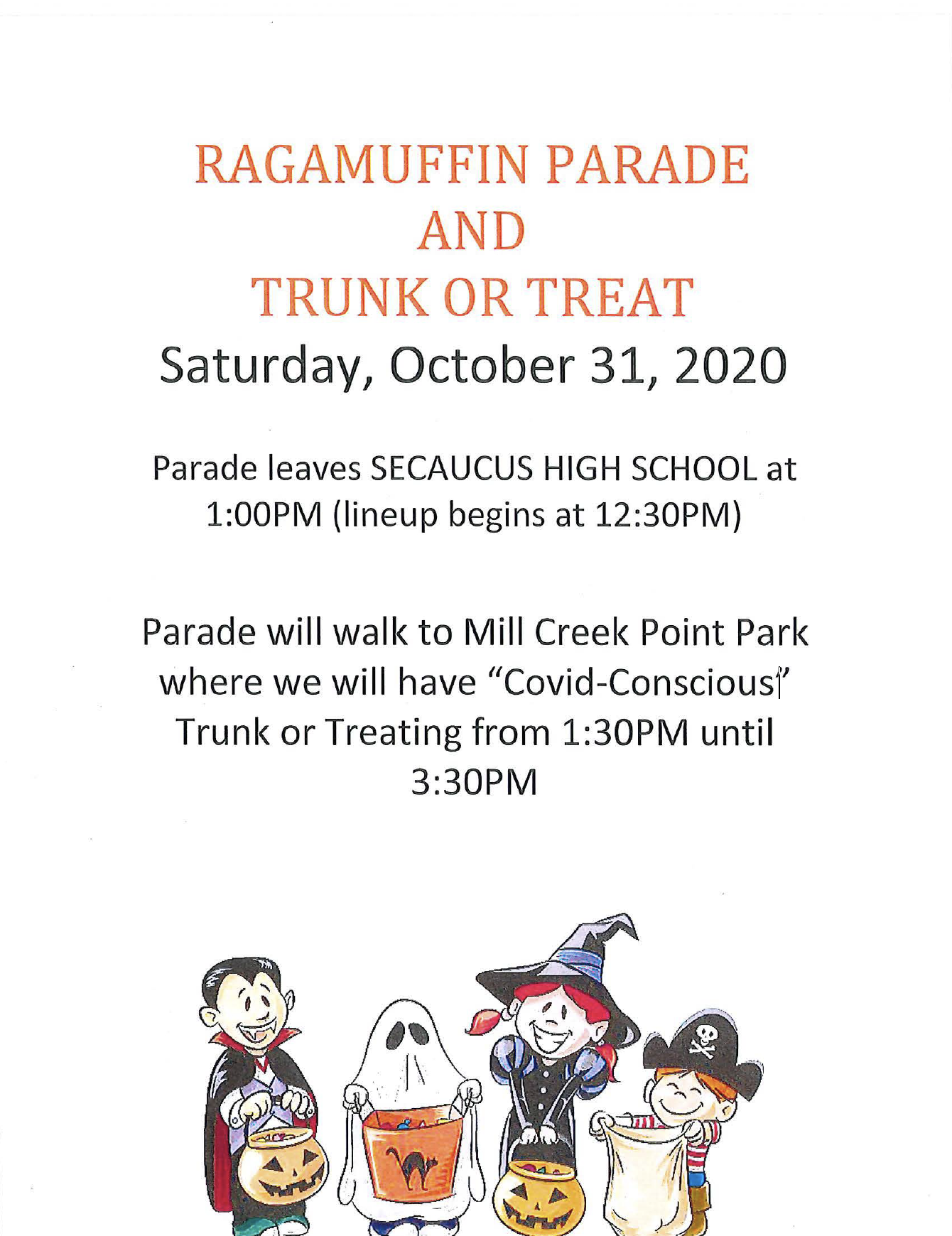 Ragamuffin Parade and Trunk or Treat Flyer