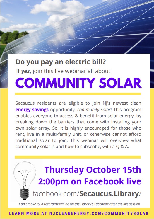 Solar Energey flyer - Secaucus Library