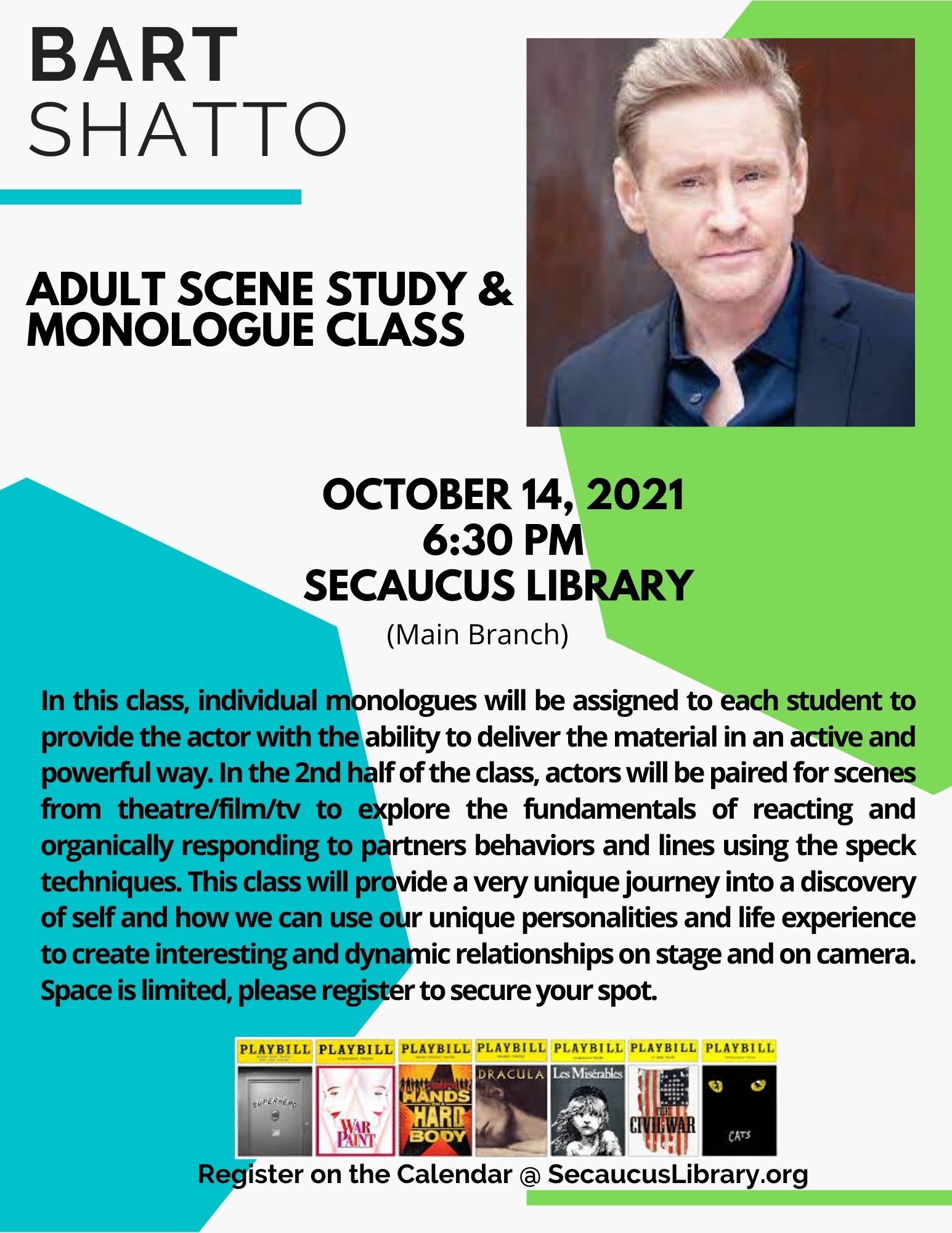 Bart Shatto Scene and Monologue Class Flyer