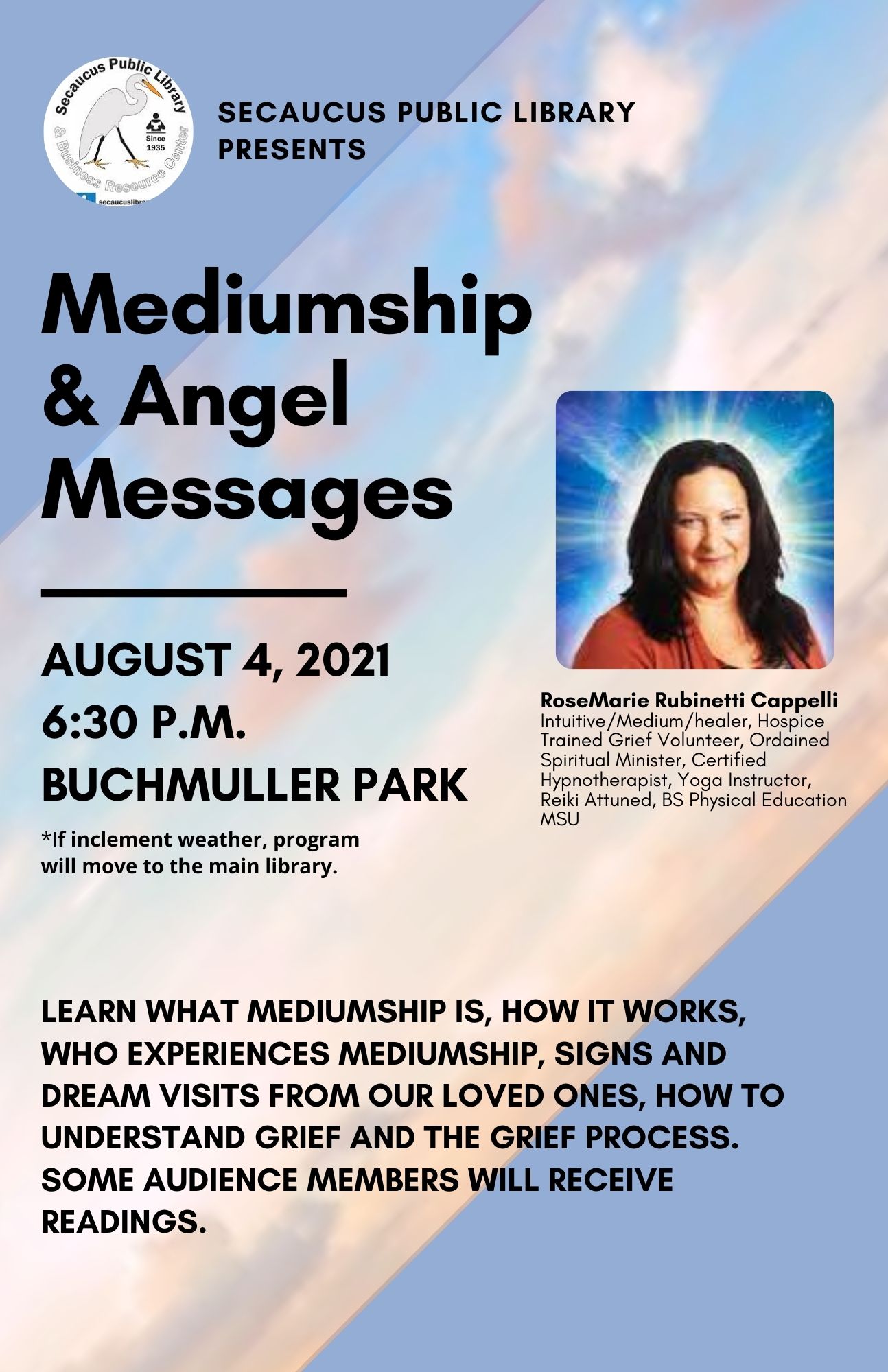 Mediumship and Angel Messages Event Flyer