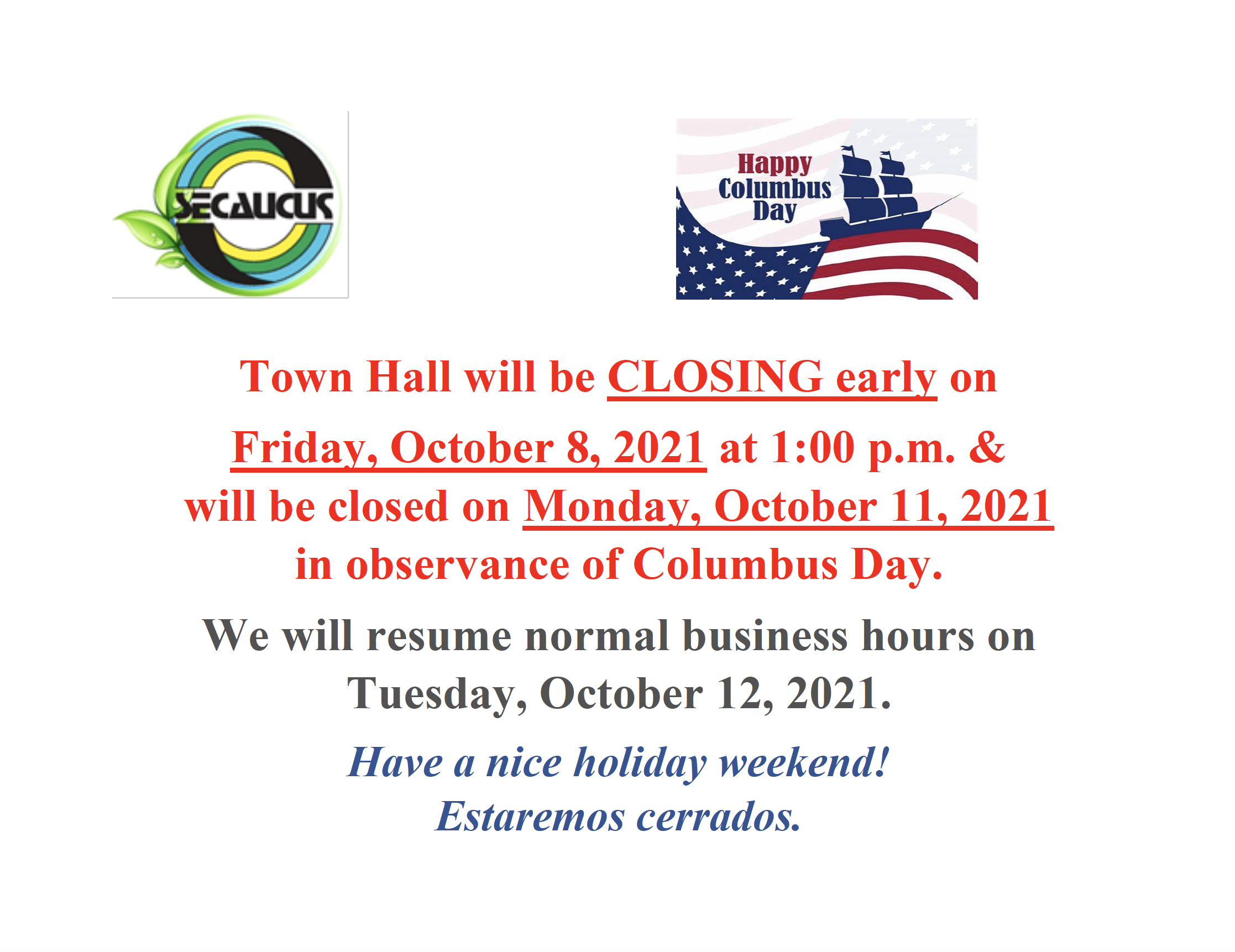 Columbus Day Closures