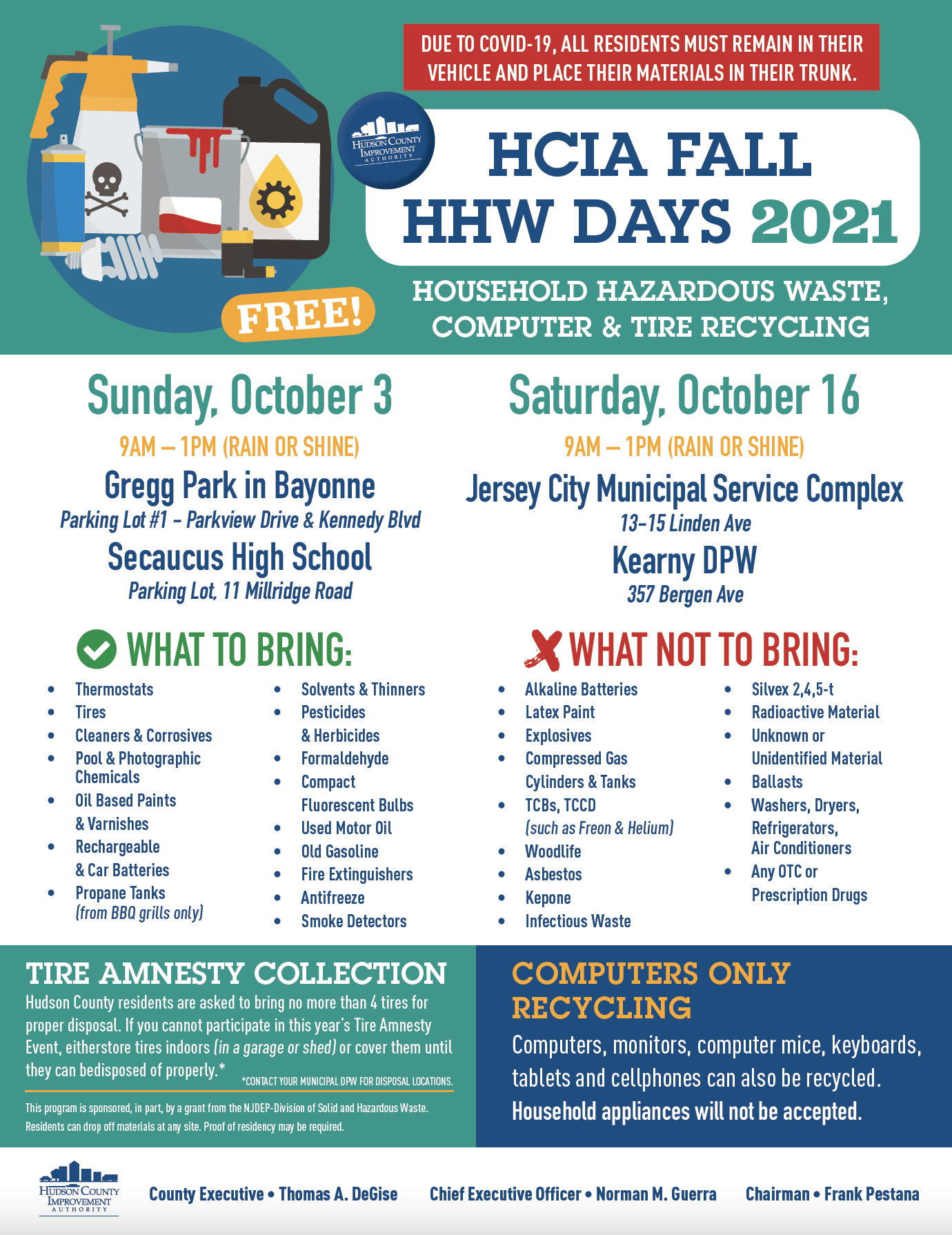 HAZARDOUS WASTE COMPUTER and TIRE RECYCLING Flyer