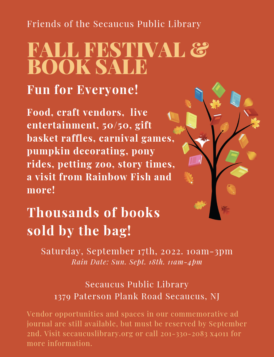 fall festival and book sale flyer