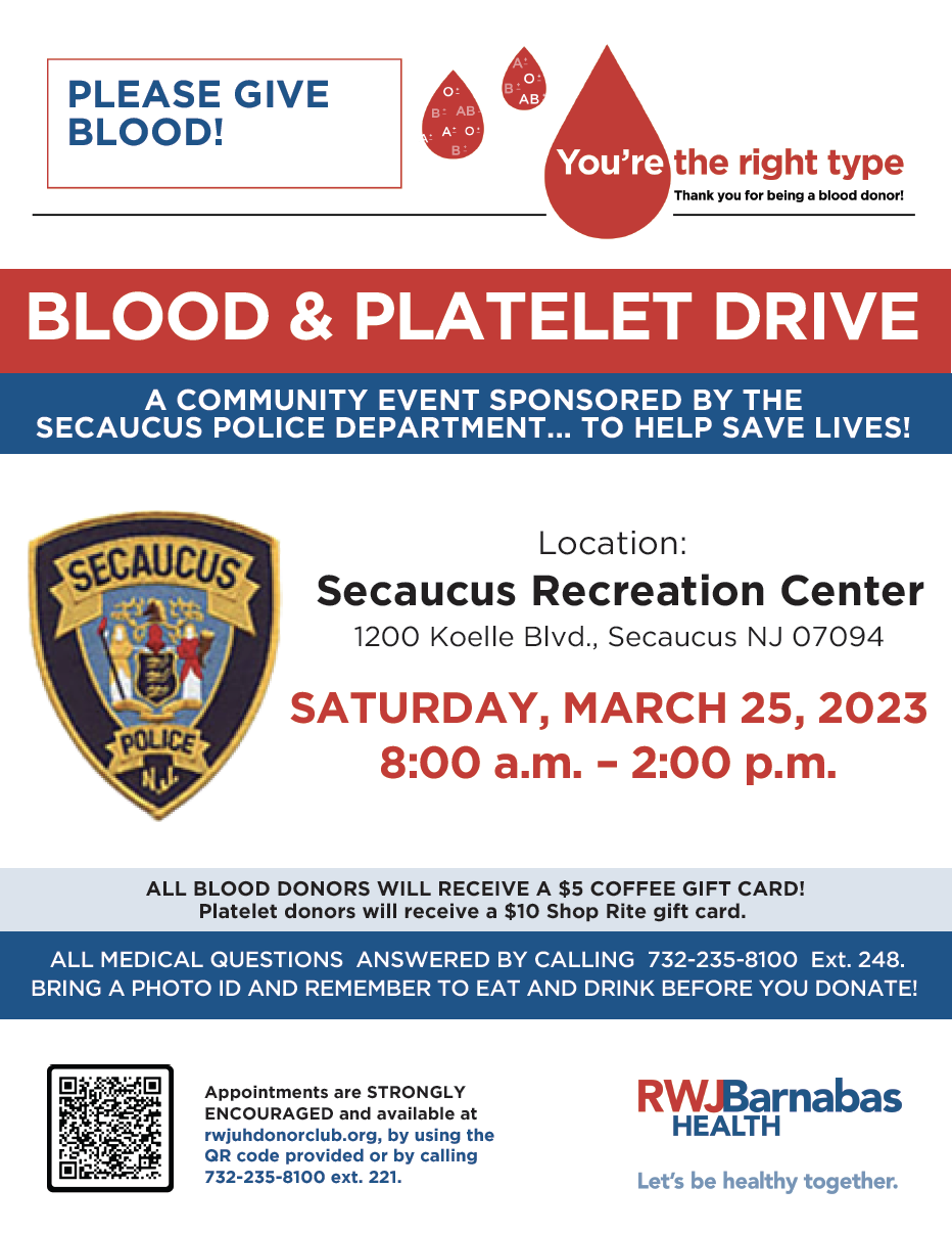 blood and platelet drive flyer