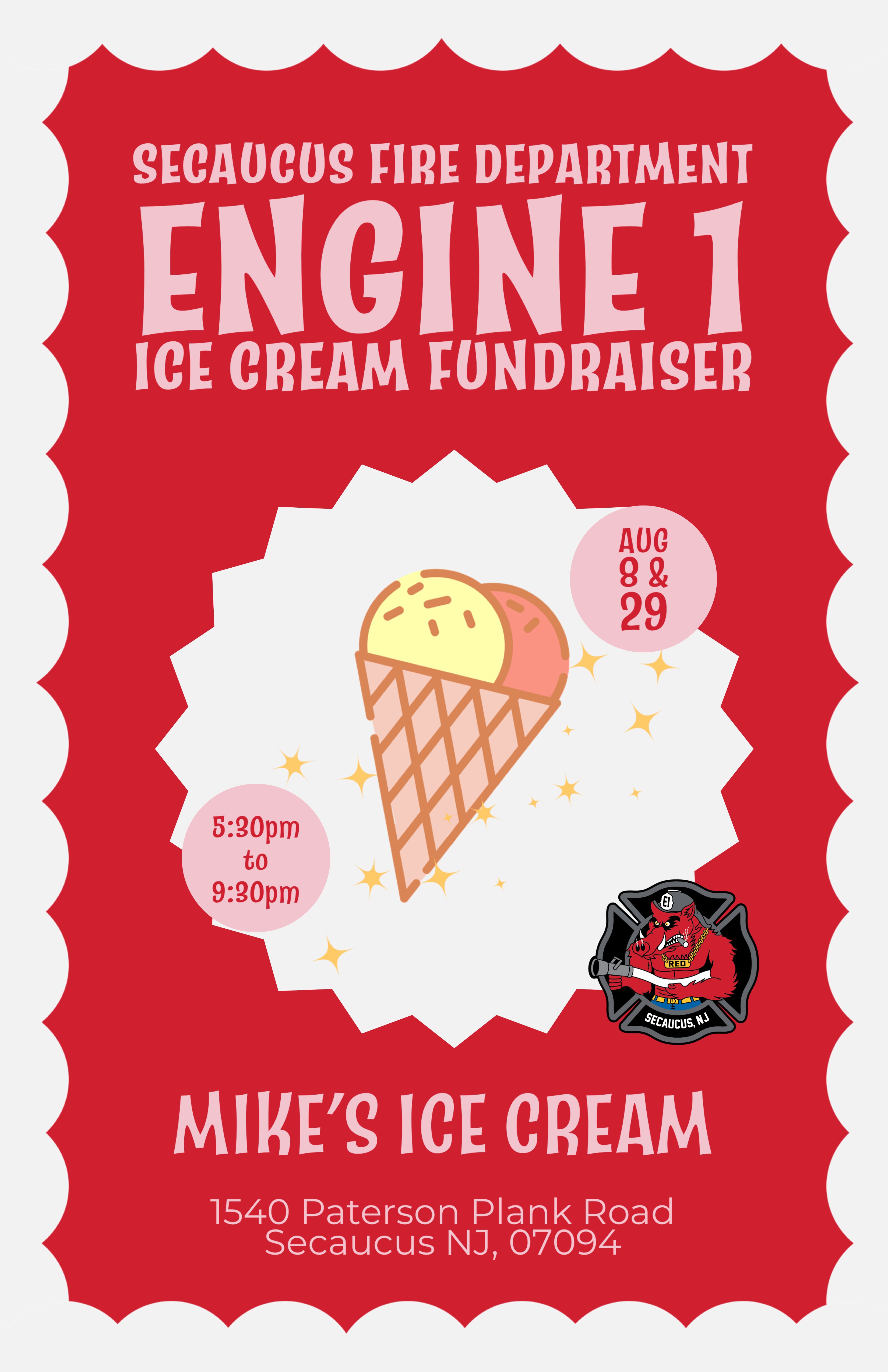 Fire Department Ice Cream Fundraiser August