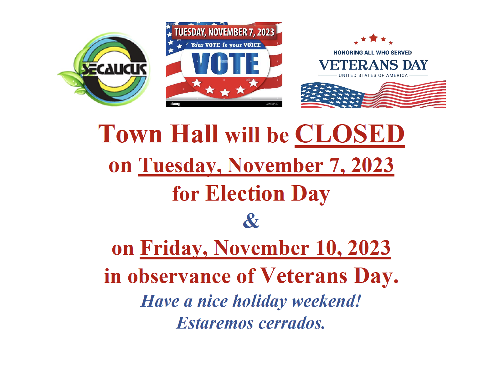 Town Hall Closure Sign