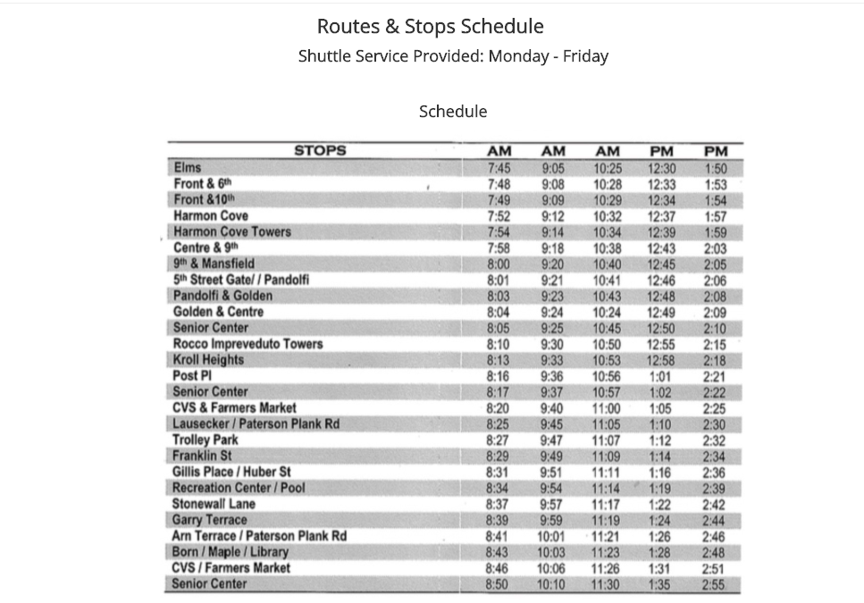 Local Shuttle Schedule