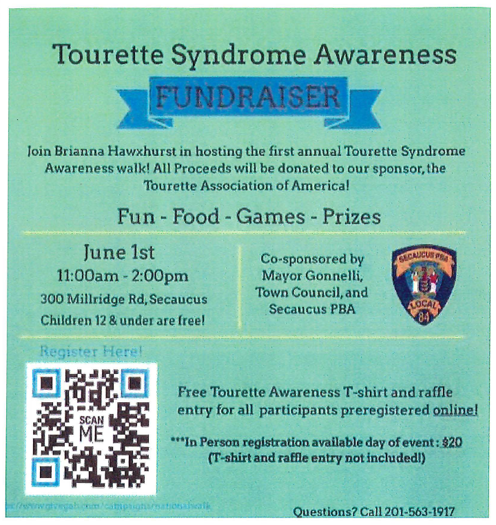 CLICK HERE to read the Tourettes Syndrome Awareness Fundraiser Flyer