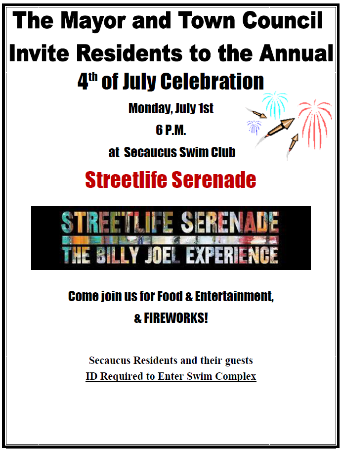 Flyer for 4th of July Concert and Fireworks. CLICK HERE for PDF version.