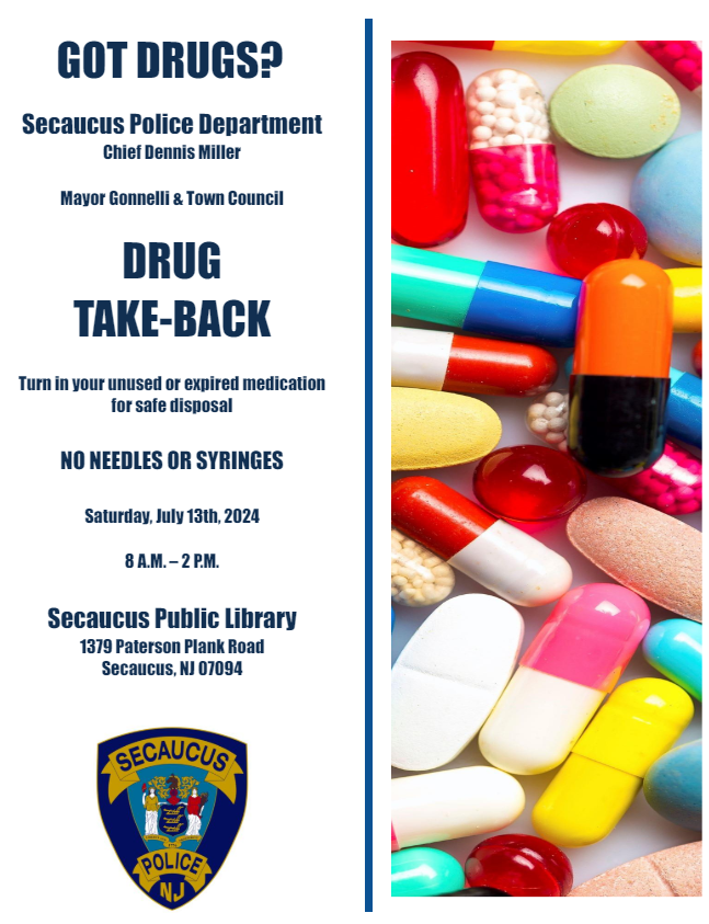 Flyer for Drug Take Back Event. CLICK HERE for PDF version.